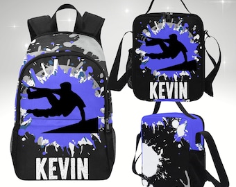 Boys Backpack for Parkour Kids, Personalized Free Runners Backpack And Lunchbox Set, Kids Backpack with Matching Lunch box for Kids