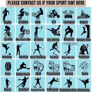 a poster showing different types of sports related items