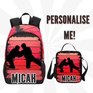 Sac à dos Roller Jiu Jiutsu pour garçons personnalisé avec nom, cartable personnalisé pour enfants Jiu Jitsu cadeau pour sac à dos d'arts martiaux Ninja