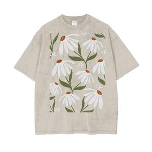 Herren Oversized Floral Shirt, Vintage TShirts mit Blumen, Baggy T-Shirts für Männer