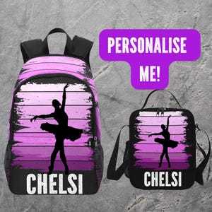 Sac à dos personnalisé pour filles de ballet - Sac à dos ballerine avec nom - Cartable pour danseuses de ballet et joueuses du Queens, cadeau pour le sport
