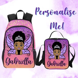  Yuyamidu African American Girls Backpack and Lunchbox