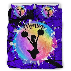 Personalized Cheerleader Bedding For Dancers, Customized Bed Cover For Girls Cheerleading Bedroom,  Cheerleading Bedroom Gifts for Teenagers