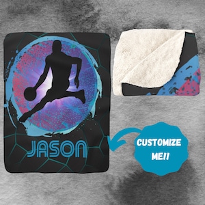 Personalized Basketball Blanket for Boys Or Men - Boys Customized Blanket For Basketball Player- Personalized with Name Throw for Bed -