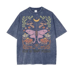 Oversized Hippy TShirt, Women&#39;s Oversize Boho TShirt With Positive Message, Positivity Shirt, Bohemian Shirt, Celestial Shirt, Moth Shirt