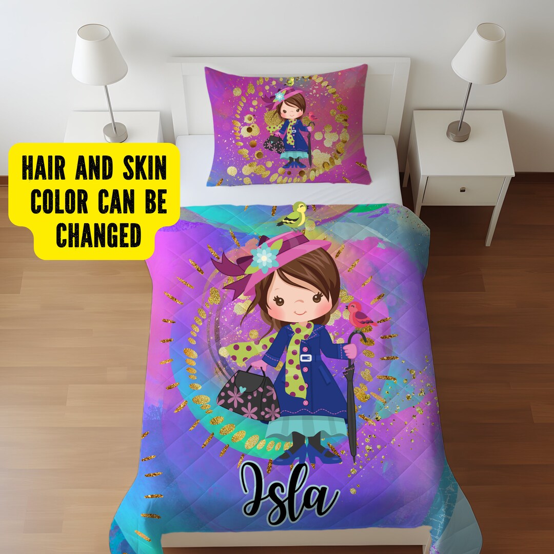 Custom Girls Quilt Cover and Pillow Set, Personalised Girls Bedding