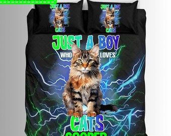 Custom Just A Boy Who Loves Cats Duvets And Comforter Sets