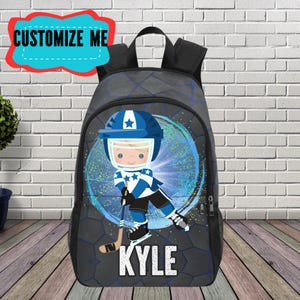 Sac à dos de hockey sur glace personnalisé pour garçons - Sac à dos pour enfants pour joueurs de hockey sur glace - Sac à dos personnalisé pour garçons qui aiment le sport