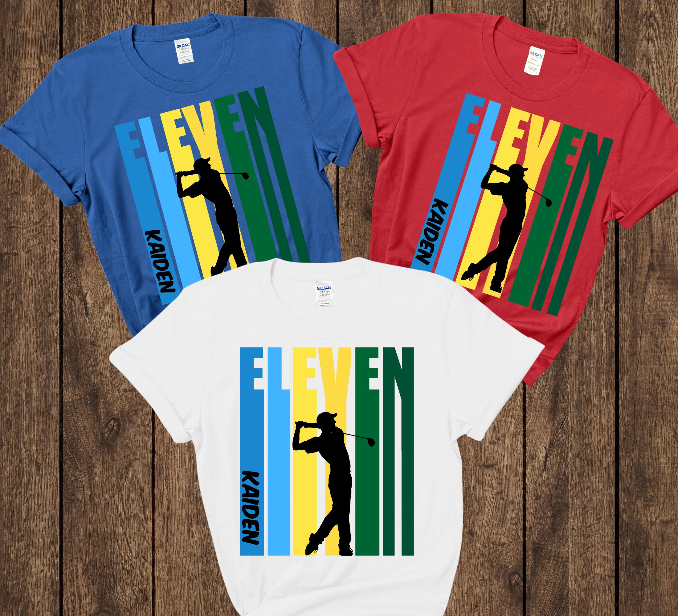 Boys Personalized 11th Golf Birthday Shirt , Group Shirts for Golfing Party, Family Shirts for Boys Golfer Birthday, Golf Shirts for Kids