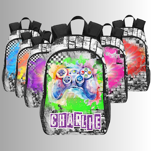 Sacs à dos gamer pour filles, sacs à dos personnalisés pour gameuses gamer, cadeaux gamer, cartable gamer pour la rentrée, cartable gamer enfant