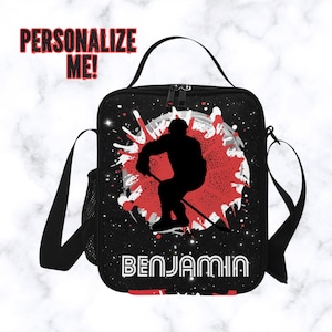 Personalized  Ice Hockey Boys Lunchbag Available With Matching Backpack, Custom Ice Hockey Lunchbox With Strap For Kids Who Play  , Gifts