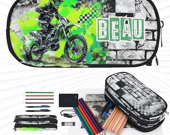 Dirt Bike Pencilcase for Boys, Customized Dirt Biker Stationary for Kids, Back to School Stationary for Kids Children Elementary School
