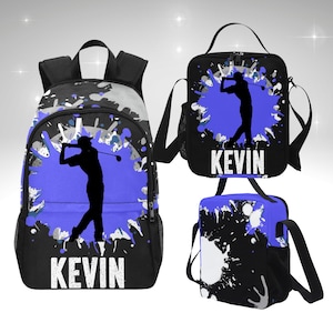 Sac à dos garçon pour golfeurs enfants, ensemble sac à dos de golf personnalisé et boîte à lunch, sac à dos nom pour commencer l'école, cadeaux pour golfeurs
