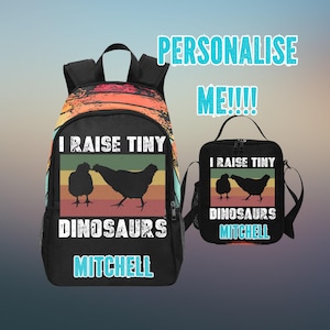 Sac à dos poulet amusant pour garçon, Sac à dos personnalisé I Raise Tiny Dinosaurs pour les amateurs de poulet, Sacs à dos poulet, I Sacs à dos poulet,