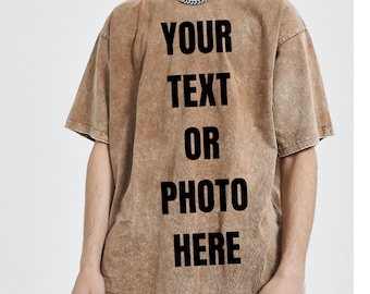 Men's Custom Printed Oversized Shirt, Personalized Text TShir