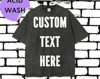 Men's Custom Oversized Shirt, Personalized Shirt in Acid Wash Design,