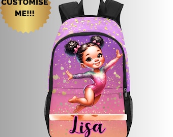 Regalo para gimnasta, totalmente personalizable, mochila de gimnasia, bolso para portátil para niños, bolsa de entrenamiento para niños, mochila personalizada para niñas