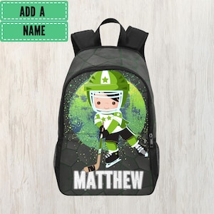 Sac à dos pour tout-petit pour hockey sur glace, ensemble sac à dos de hockey personnalisé et boîte à lunch, sac à dos nom pour commencer l'école, sacs de hockey sur glace