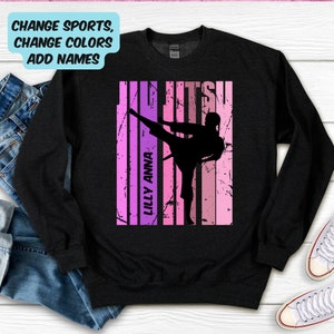 Jiu JItsu Sweatshirt With Name On , Jiu Jitsu Pullover for Women And Girls, Girls Jiu Jitsu Sweatshirt With Name, Womens Jiu Jitsu Gifts