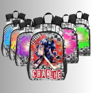 Sac à dos de hockey sur glace pour garçons, sacs à dos personnalisés pour garçons de hockey sur glace, cadeaux hockey pour enfants, cadeau pour hockey sur glace enfants, sacs à lunch assortis