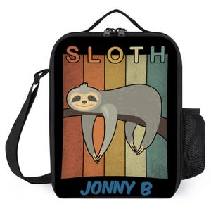 Lazy Sloth Personalized Lunchbox - Retro Sloth Lunchbox - Lunch Bag for School - Boys  Lunch Bag for Pre School Toddlers  Kindergarten Grade