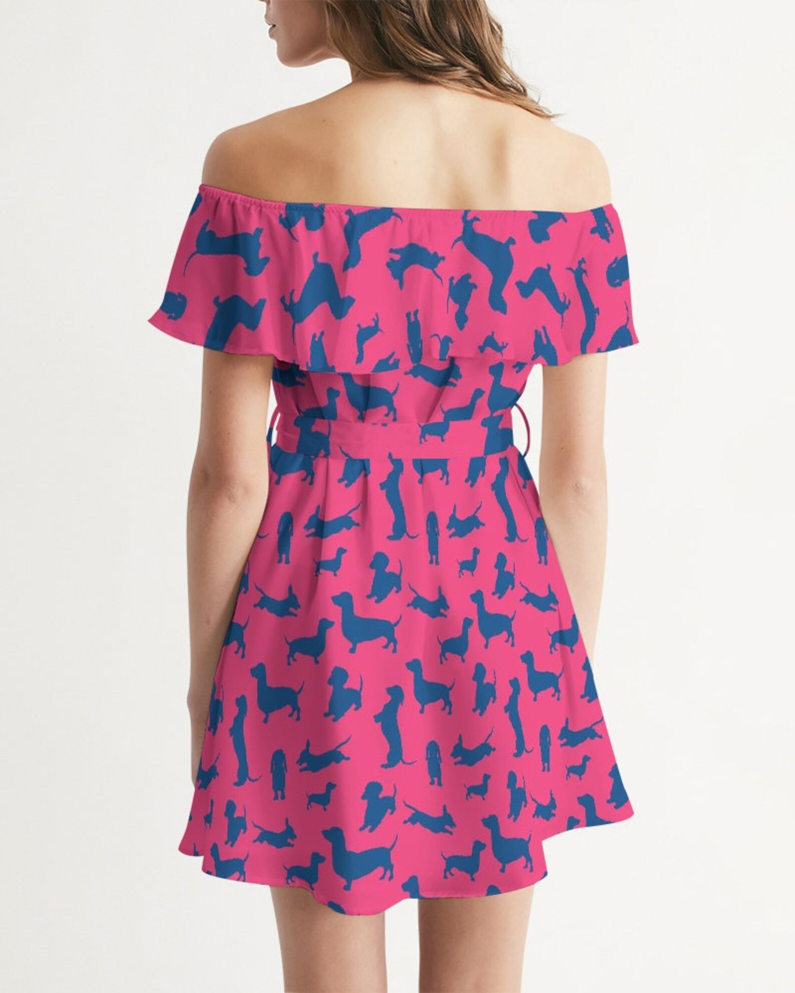 Dachshund Dog Print Dress for Women Pink Dog Pattern Dress Etsy