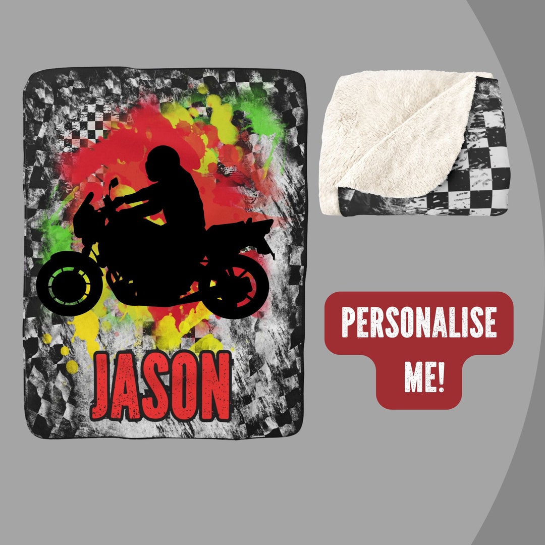 Motorbike Blanket With Name On Personalize Blanket for Bike Etsy