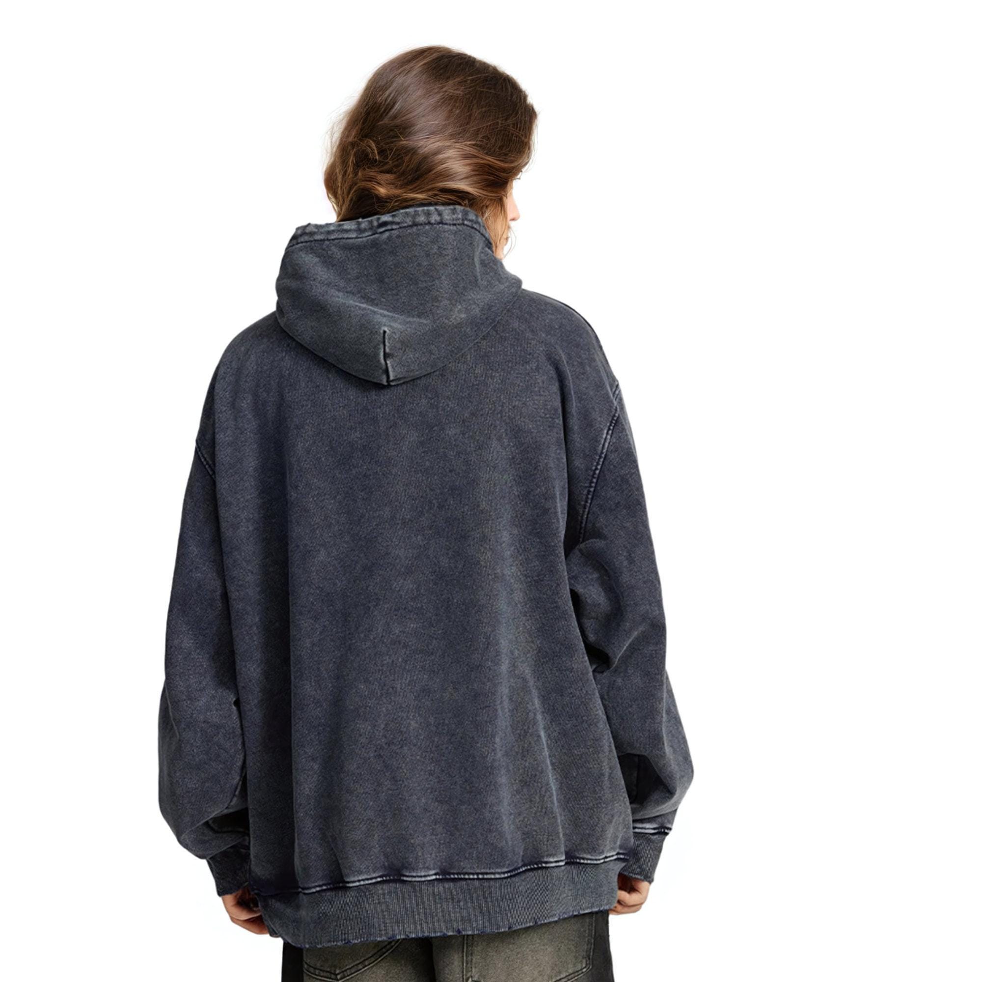 Oversized Hoodies in Stone Wash Style, Distressed Oversize