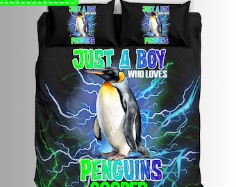 Custom Just A Boy Who Loves Penguins Duvet And Comforter Sets