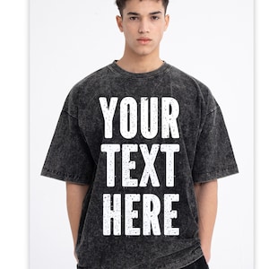 Custom Printed Oversized Shirt for Women OR Men, Personalized TShirt in Acid Wash Design, Baggy Streetwear for Adults With Photo or Text