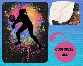 Personalized Volleyball Blanket - GIrls Blanket for Volleyball Players-  Volleyball Gift for Christmas Birthdays - Volleyball Throw for Bed