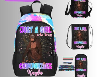 Just A Girl Who Loves Chimpanzees Backpack for Kids