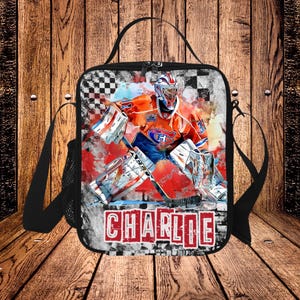 Boîte à lunch hockey sur glace personnalisée pour garçons, Cadeaux hockey pour garçons, Sacs à lunch de hockey avec nom, Sacs à lunch de hockey sur glace personnalisés