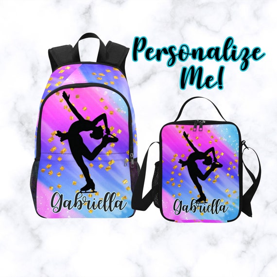 Personalized Kid Backpack for Ice Skating Girls, Ice Skater Backpack With  Matching Lunchbag With Name On, Custom School Bag for Figure Skate 