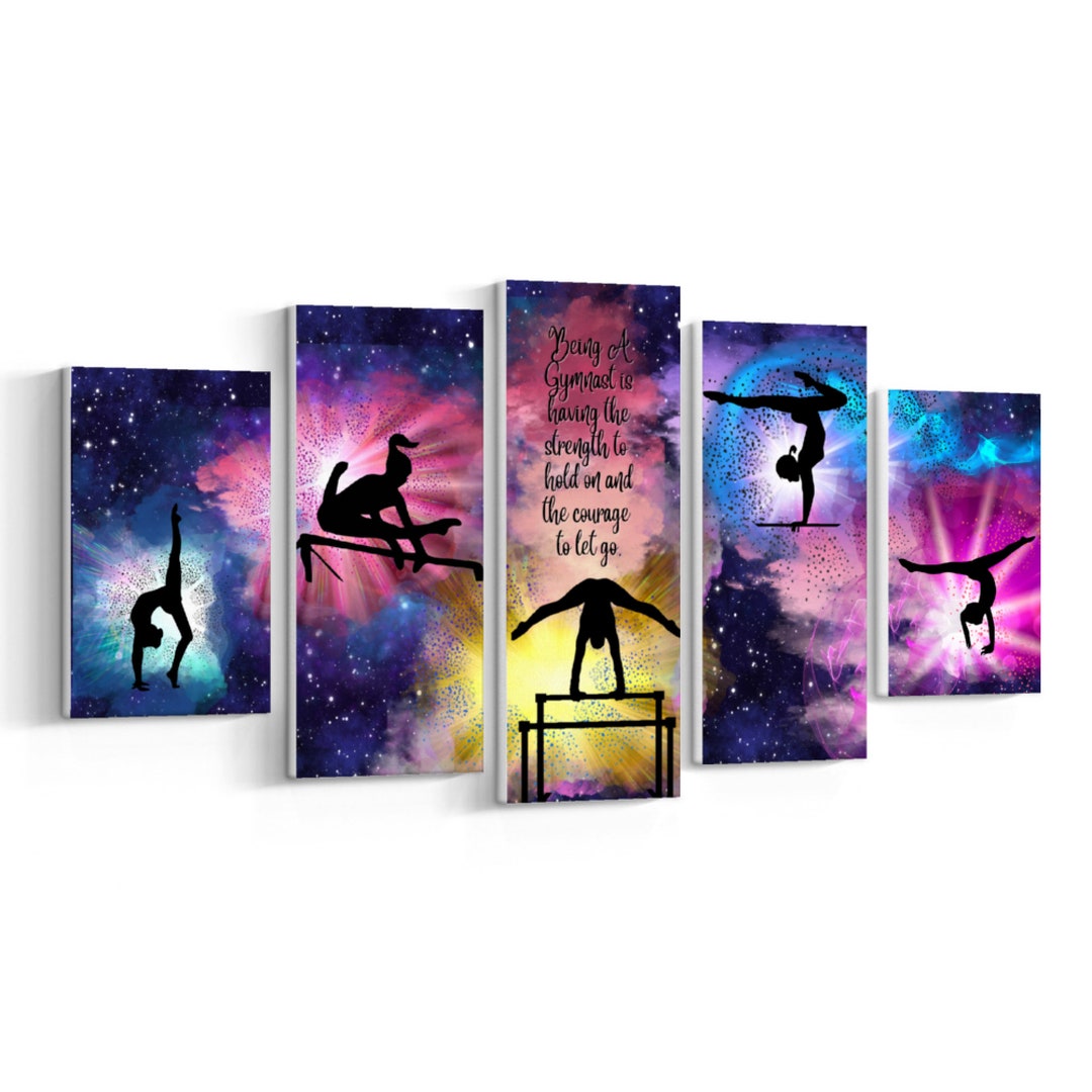 Personalized Girls Gymnastics Wall Art Prints, Womens Gymnastics Canvas
