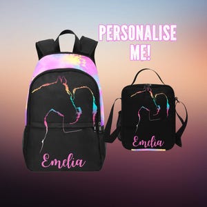 Personalisierter Pferderucksack für Mädchen - Reitertasche - Geschenk für den Reiter - Individuelle Tasche für Schule oder Training - Pferdeschultasche für