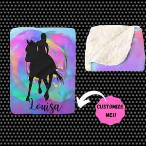 Personalized Womens Equestrian Blanket - Horse Riding Blanket fully Customized With Name - Horse Riding Gift for Christmas - Show Jumping