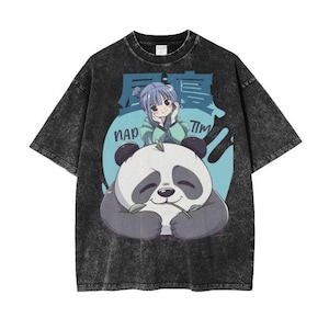 Camiseta de anime extragrande para hombre, camiseta de panda de anime extragrande para hombre, camiseta de anime japonés para hombre, regalos de dibujos animados de anime, gráficos coreanos