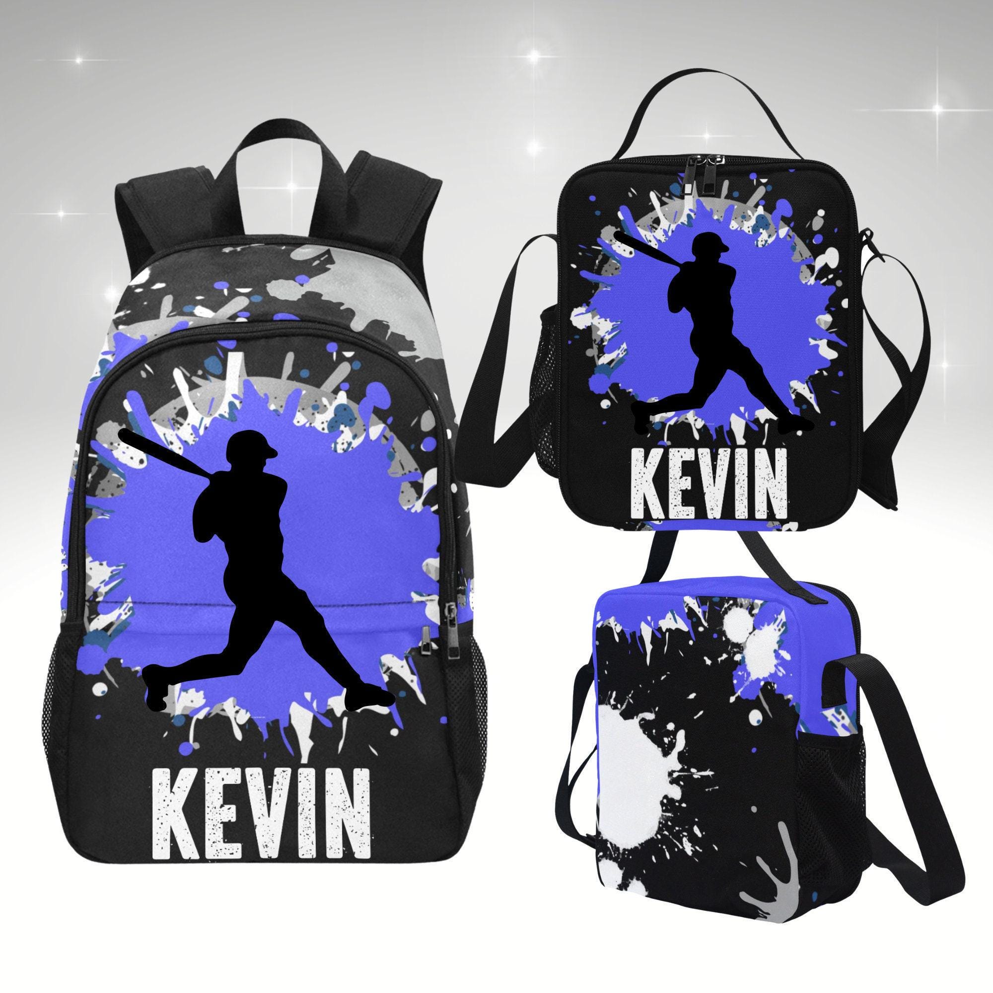 Boys Backpack for Baseball Kids, Personalized Baseball Backpack And Lunchbox Set, Kids Backpack with Matching Lunch box for Baseball Fans