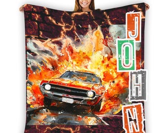 Custom Drag Racing Blankets for Boys, Personalized Motor Sports Gifts, Drag Racer Blankets for Kids With Name on, Racing  Blanket, Motor