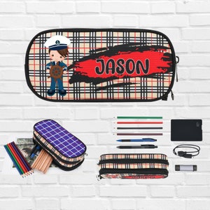 Trousse de marin personnalisée avec nom, trousse pour enfant bleu marine, cadeau pour marin militaire, trousse