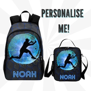 Nom Sac à dos de tennis pour garçons, Sac à dos de tennis pour garçons avec sac à lunch assorti, Sacs de tennis pour enfants, Boîte à lunch assortie pour enfants