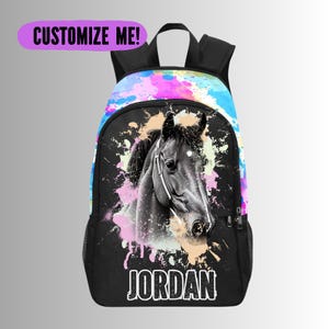 Sac à dos fille pour reines équestres, sac à dos personnalisé avec nom pour cheval filles, cartables équestres, cartable cheval pour enfants jeunes enfants