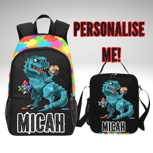 Sac à dos dinosaure autiste pour garçons - Sac à dos Embrace Difference pour enfants - Cadeau de sensibilisation à l'autisme - Cadeau pour enfants, étudiants et amis autistes