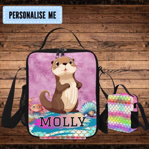 Sac à lunch loutre pour tout-petits avec nom, Sacs-repas personnalisés loutre pour filles, Sacs-repas pour filles avec loutres de mer, Aime les animaux