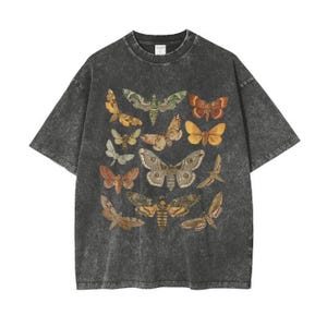 Cottagecore TShirt for Men With Moths on, Insect Shirt, Forest Grunge Shirt,
