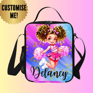 Sac à lunch personnalisé de pom-pom girl pour fille, sac à lunch personnalisé pour pom-pom girl à la maternelle, sacs de rentrée scolaire préscolaire pour Cheer Girls