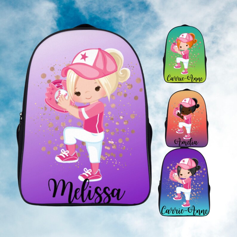 Baseball Backpack for Girls Personalized Softball Rucksack Etsy