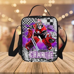 Sacs à lunch personnalisés avec nom pour hockey sur glace enfants, Sac à lunch pour garçons de hockey sur glace, Boîte à lunch hockey sur glace personnalisée, Idées de retour à l'école