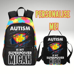 Autismus ist meine Superkraft Rucksack - Superheld Rucksack für autistische Kinder - Jungen Autismus Rucksack - Mädchen Tasche für autistische Tochter oder Sohn